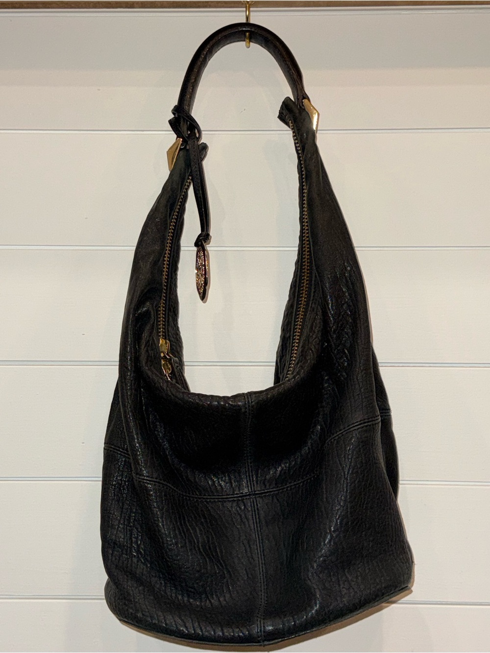 Vince Camuto Black Leather Hobo Shoulder Bag
